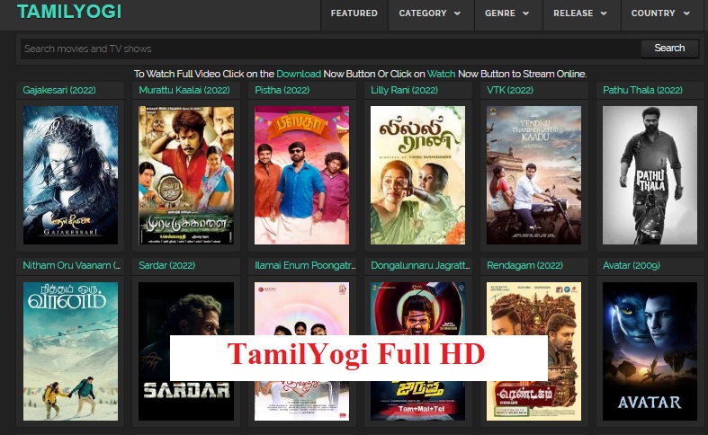 TamilYogi Full HD Hindi & Tamil Dubbed Movies Download
